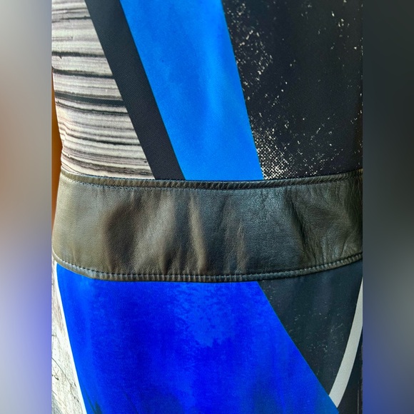 HELMUT LANG Superb Net a Porter Geometric Leather Trim Pencil Dress Size 2 - Picture 9 of 17